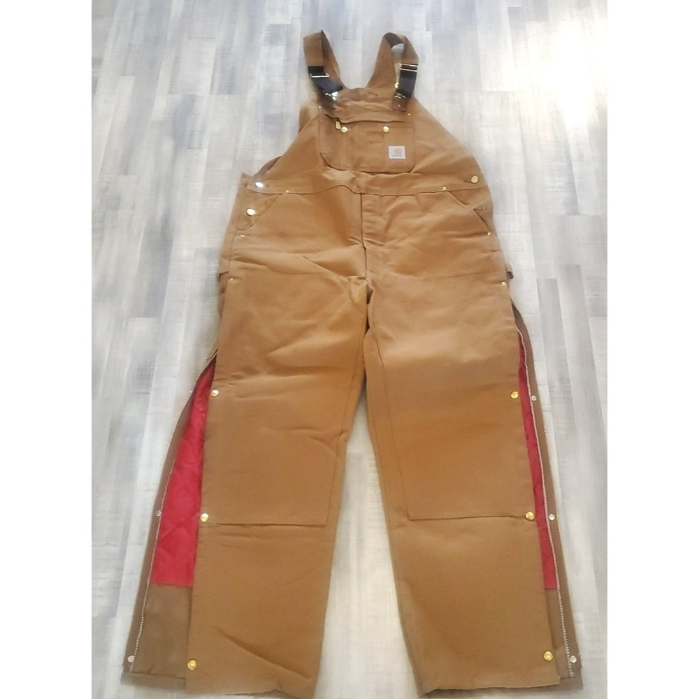 Carhartt Overalls Mens R41-BRN 44x32 Duck Canvas Bib Relaxed Fit Carpenter rare